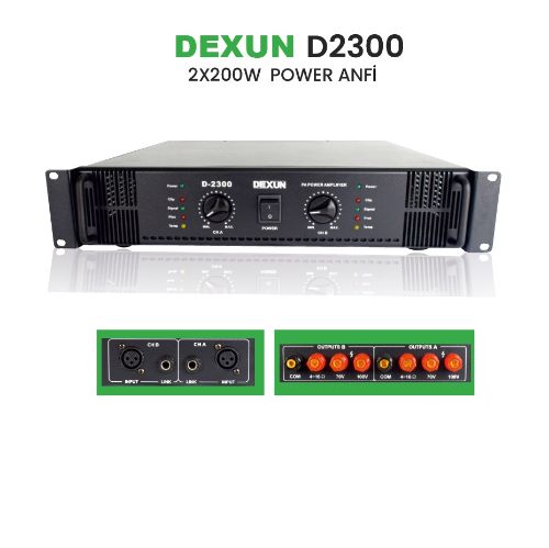 DEXUN D-2300 70V-100V 2X200W POWER ANFİ