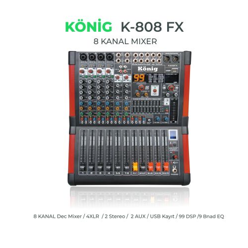 KÖNİG K-808 FX 8 KANAL DEC MİXER