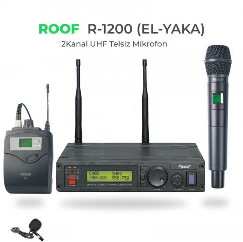 ROOF R-1200 1EL+1YAKA 2 KANAL UHF KABLOSUZ MİKROFON